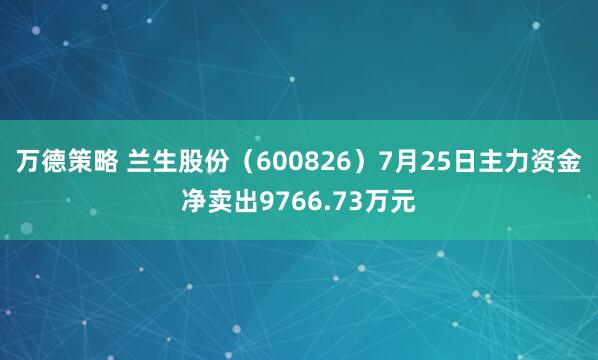 万德策略 兰生股份（600826）7月25日主力资金净卖出9766.73万元